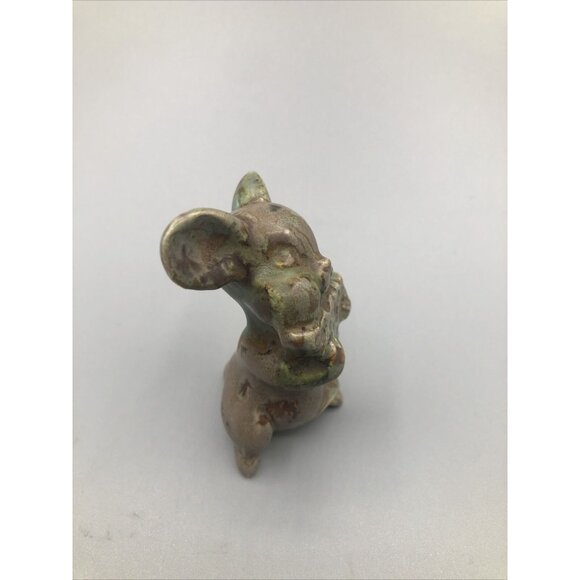 Vintage Ceramic Cute Mouse Eating Cheese Figurine Drip Glazed AS IS - Picture 2 of 9